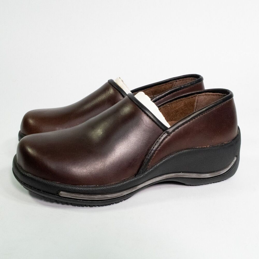 Dansko Caitlin Brown Leather Clogs 800200 Womens Size EU 36 US 6 Slip Resistant